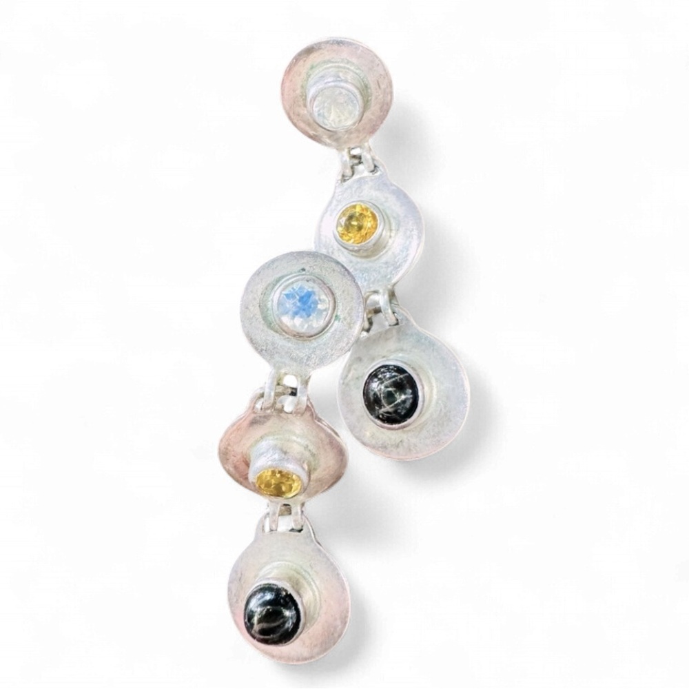 Sajen BALI Vintage moonstone blue citrine and black moonstone .925 earrings